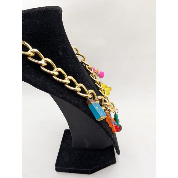 Dylans Necklace Gold Chain w/charms Lollipop Chocolate Candy Swed. Fish Rare vtg - Picture 10 of 16